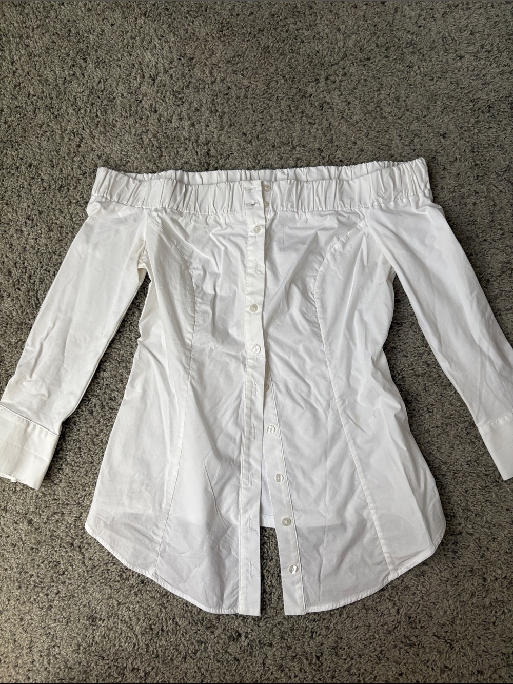 Anne Fontaine Off-Shoulder White Button-Front Women's Top 38